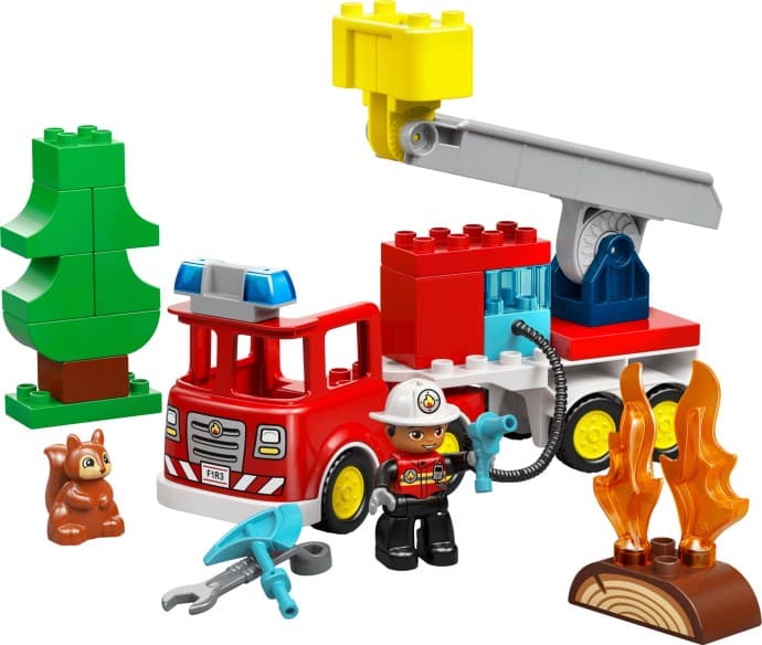 Fire Truck with Hose and Firefighter