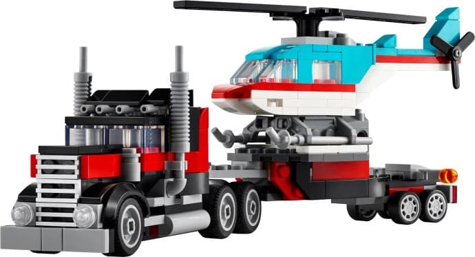 Flatbed Truck with Helicopter